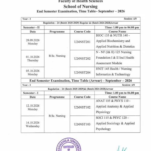 Nursing-EndSem-Timetable