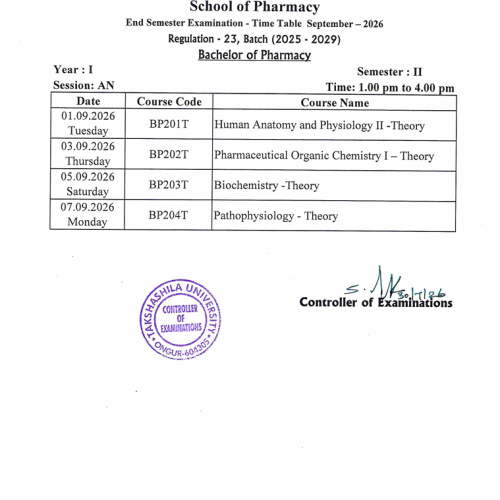 Time Table - R25-pharm